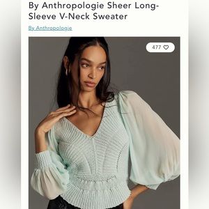 Anthropologie Sheer Long-Sleeve V-Neck Sweater Size Large SOLD OUT online